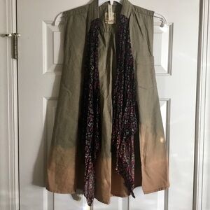 Upcycled MORGAN FACTORY dip dye floral scarf vest S M L XL